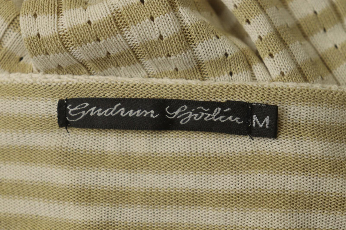 GUDRUN SJÖDEN Ivory Beige Striped Silk Long Sleeve Pullover Knitted Top – Size M