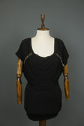 VERSACE JEANS Black 100% Viscose Stretch Beaded Scoop Neck Shift Dress – Size 36