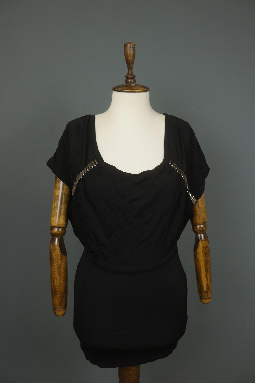 VERSACE JEANS Black 100% Viscose Stretch Beaded Scoop Neck Shift Dress – Size 36