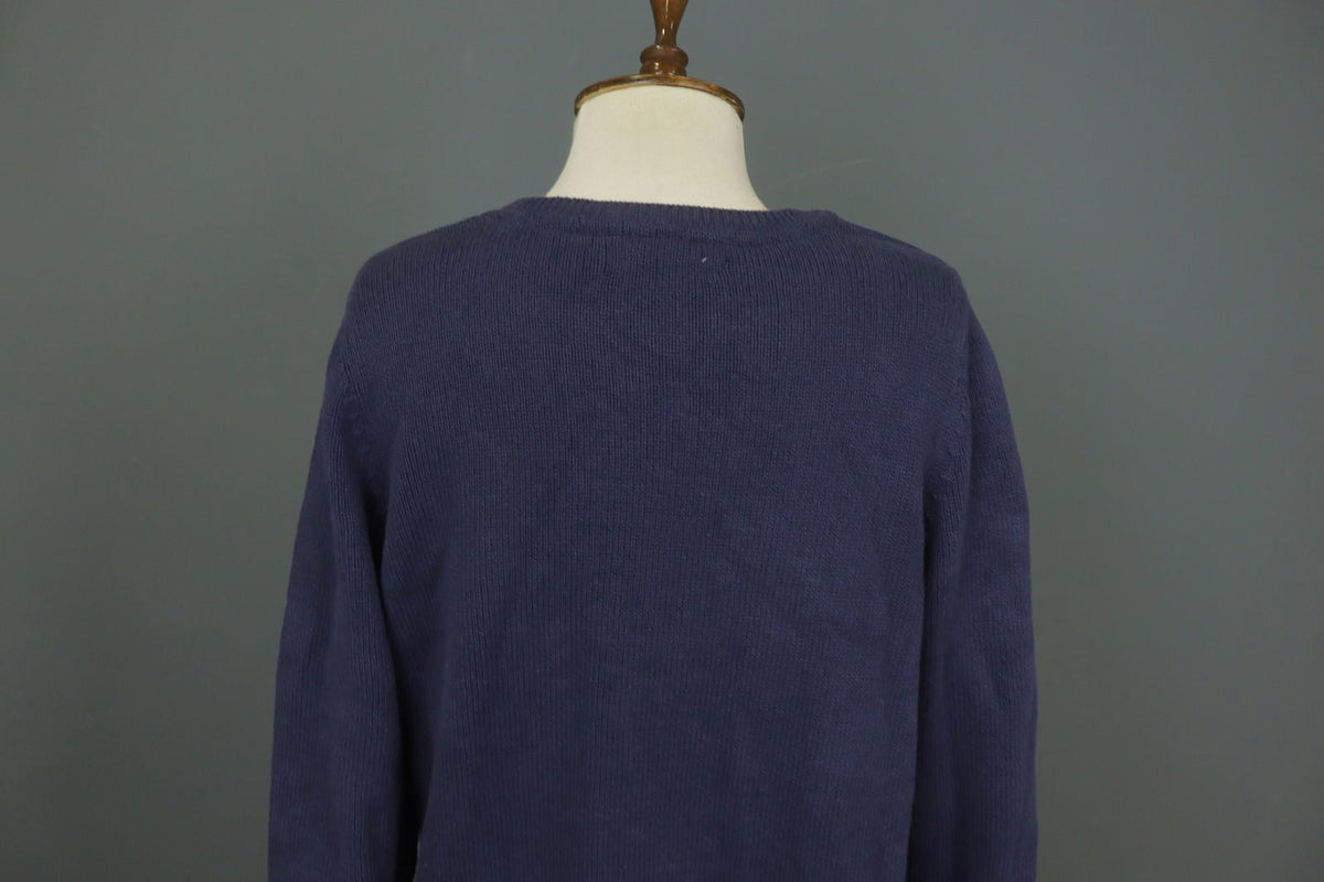 GUDRUN SJODEN Blue Cotton Knitted Long Sleeve Round Neck Pullover Sweater – Size M