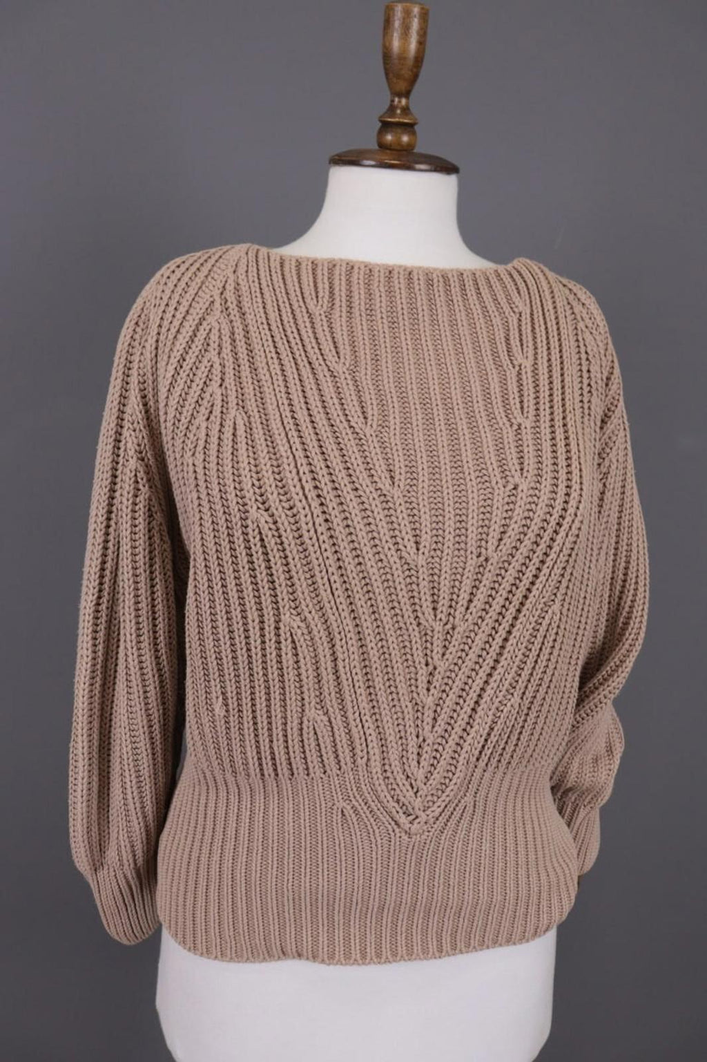 JIL SANDER Brown Knit Cropped Oversize Ballon Long Sleeve Sweater