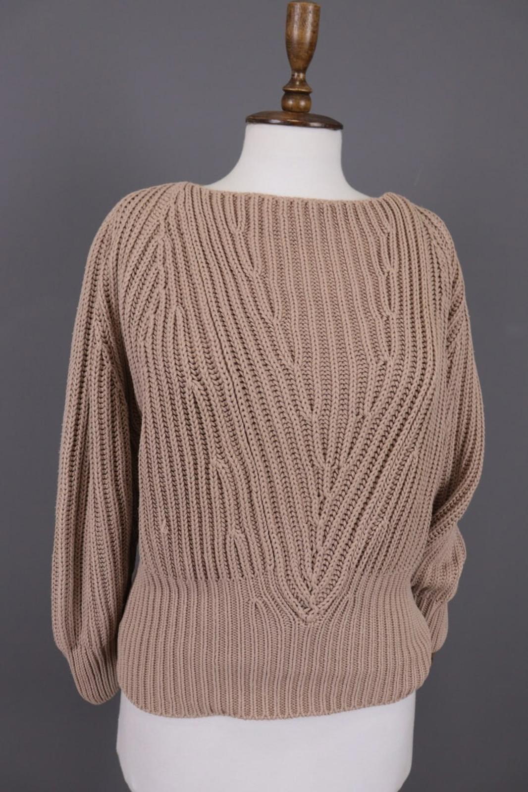 JIL SANDER Brown Knit Cropped Oversize Ballon Long Sleeve Sweater
