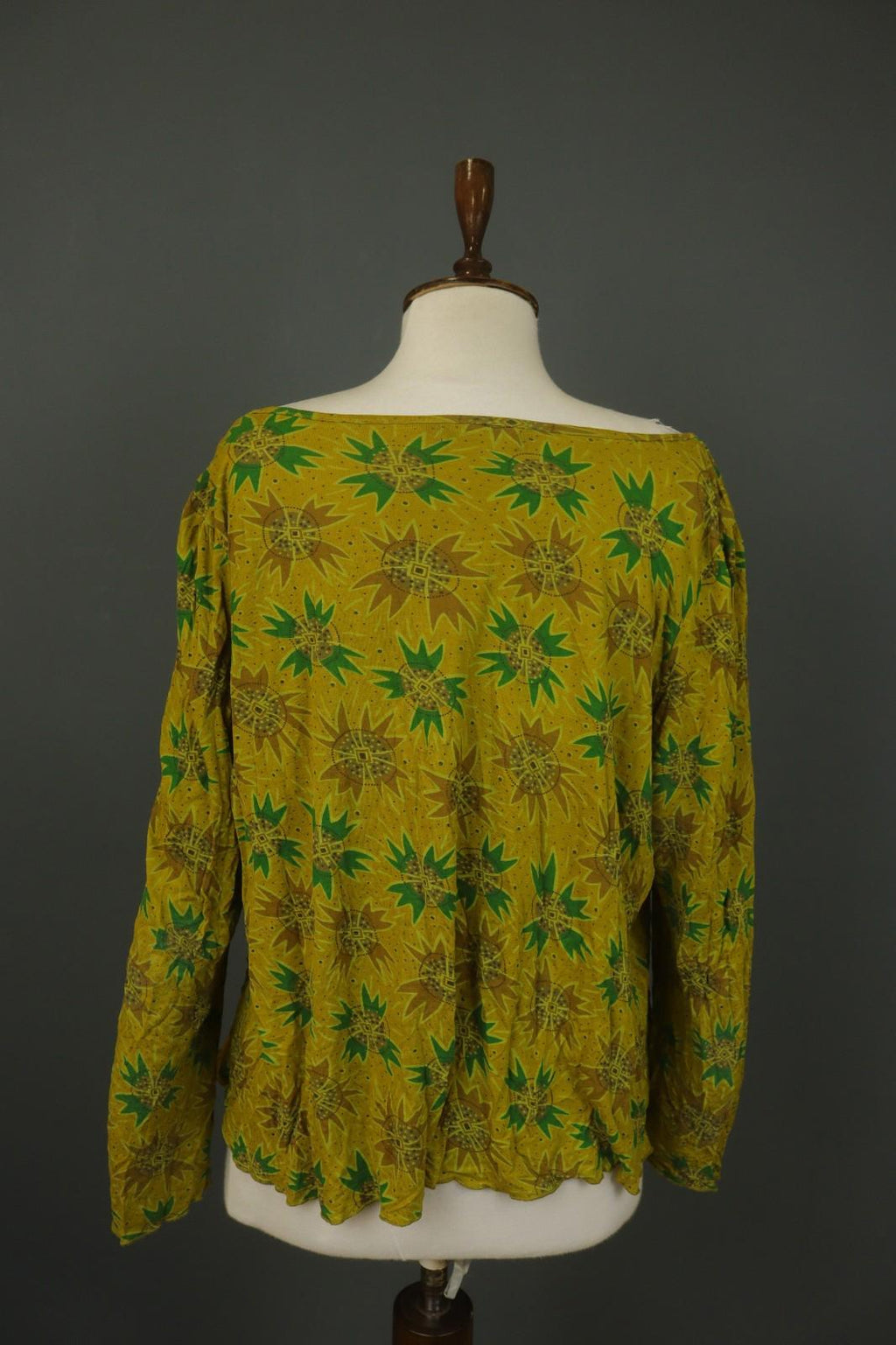 GUDRUN SJODEN Multi Floral 100% Viscose Boat Neck Pullover Blouse Top – Size XL