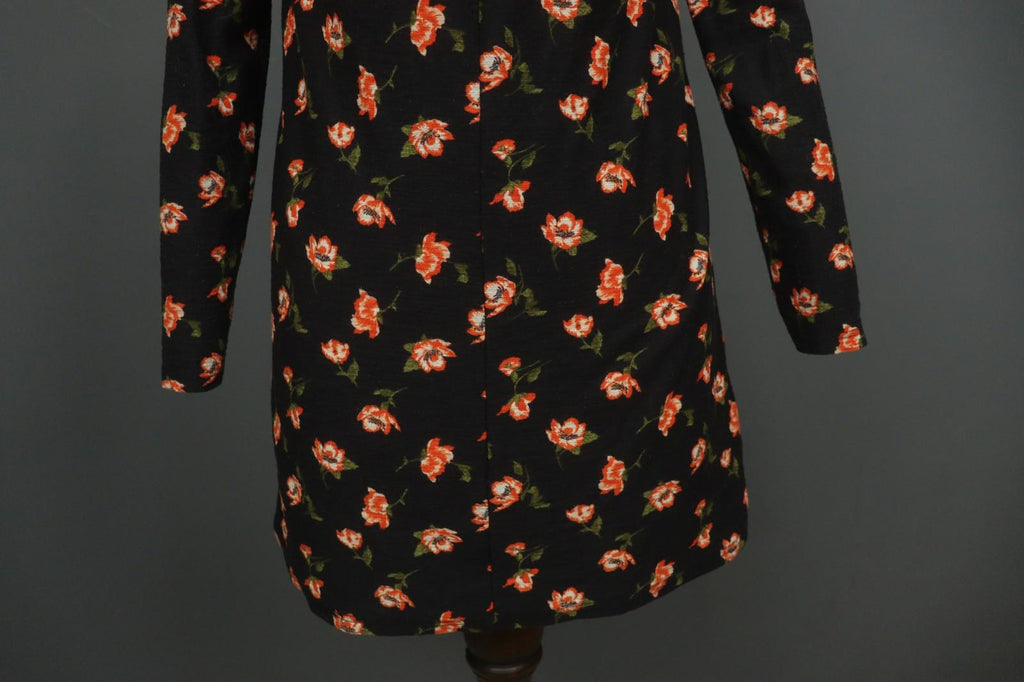 LAURA ASHLEY Black Floral Print Keyhole Front Long Sleeve Sheath Dress – Size M/L