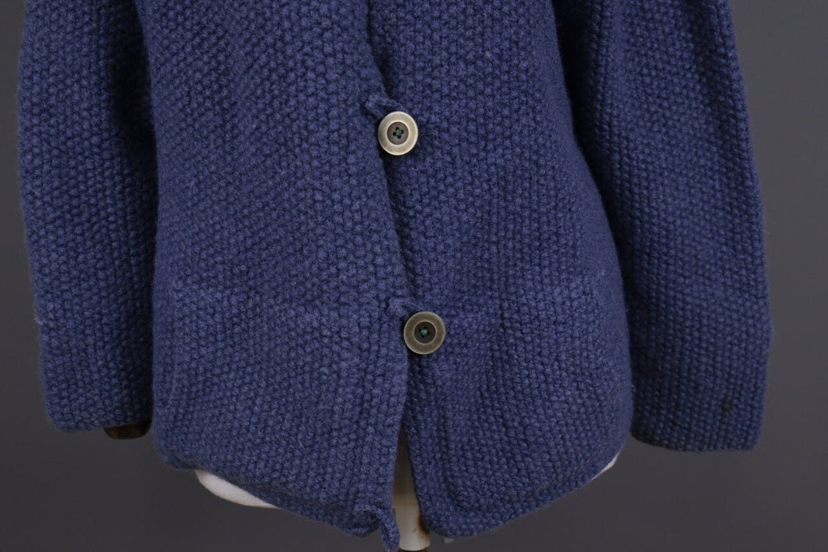 Pachamama Blue Button Down Wool Hand Knit Cardigan Jacket – Size XL