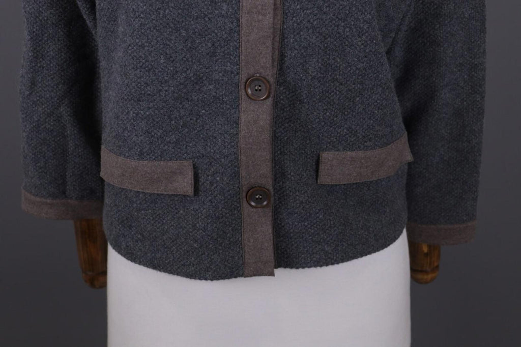 FABIANA FILIPPI Gray Wool Silk Cashmere Knit Button Dowm Blazer Jacket I 44 / M