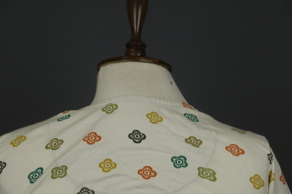 GUDRUN SJODEN Multi Floral Cotton Short Sleeve Round Neck Pullover Dress S/M