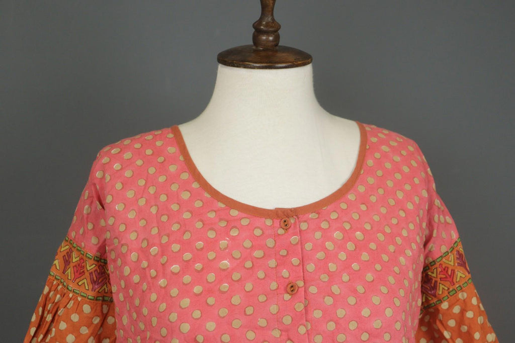 GUDRUN SJODEN Multicolor Polka Dot Organic Cotton Button Front Shift Dress Sz M