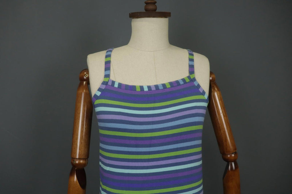 GUDRUN SJODEN Multi Striped Sleeveless Square Neck Pullover Tank Dress – Size S