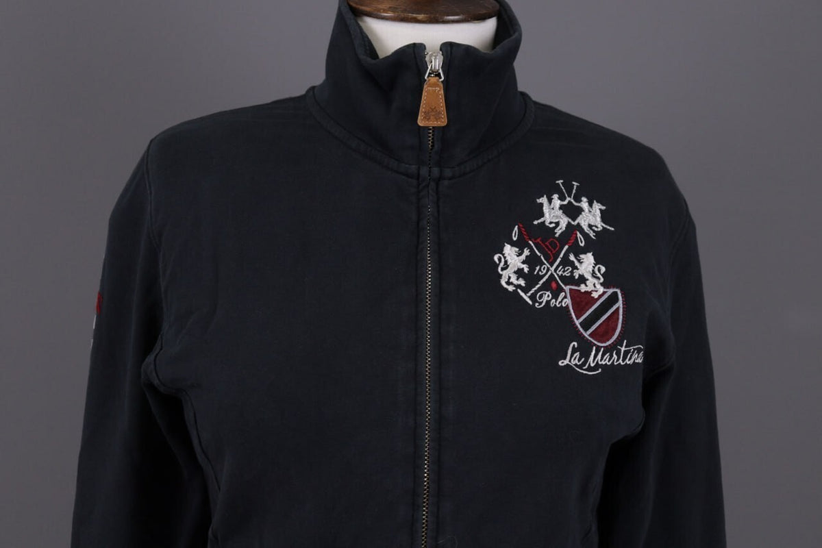 La Martina Jodhpur Black Polo High Neck Full Zip Activewear Jacket – Size 4