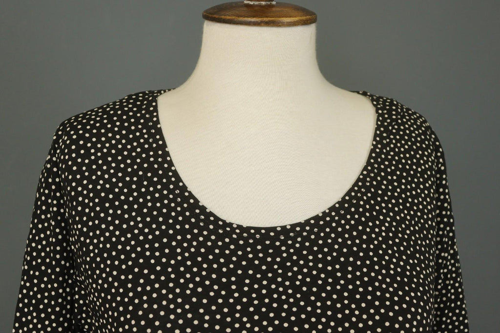 GUDRUN SJODEN Black White Polka Dot Lyocell Round Neck Pullover Sweater – Size L
