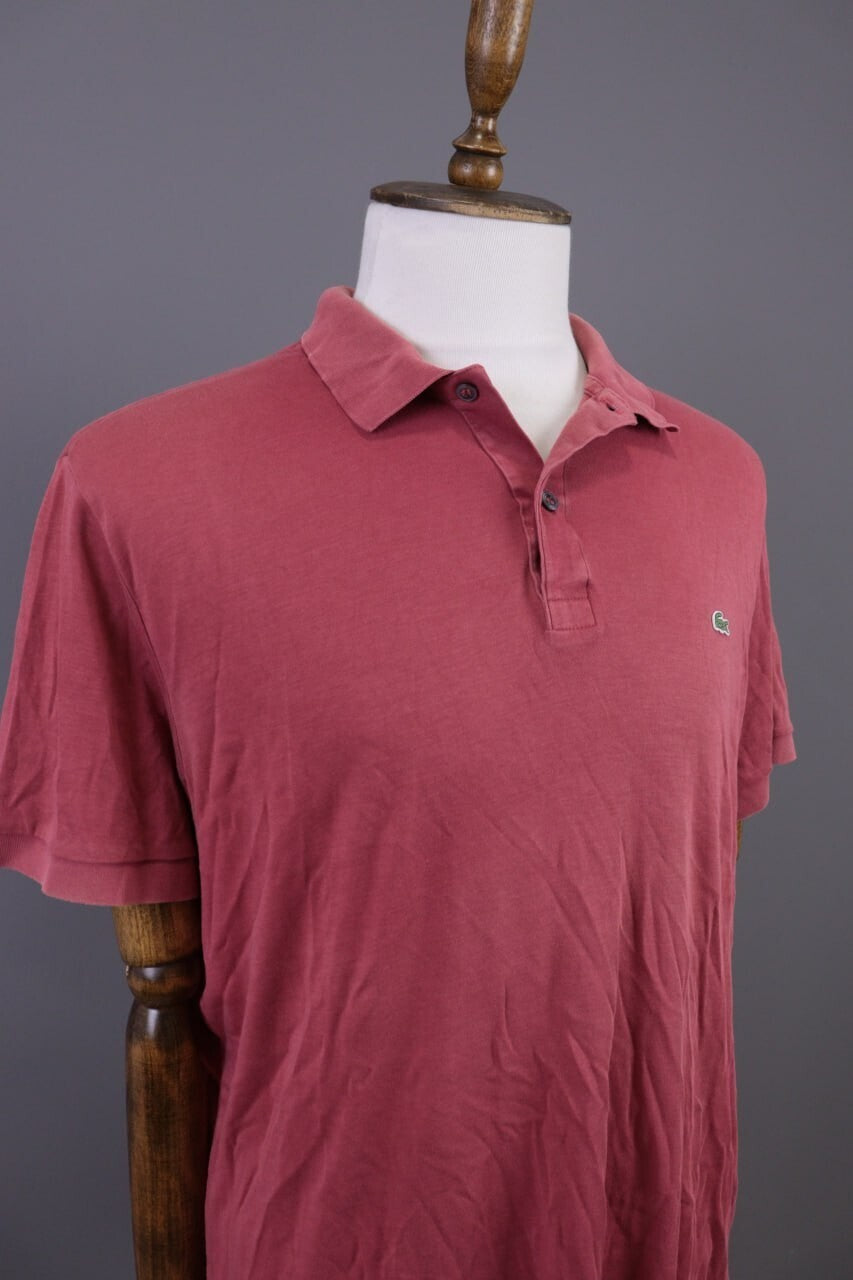 Lacoste Regular Fit Pink Summer Men Short Sleeve Polo Shirt – Size 7 / XXL