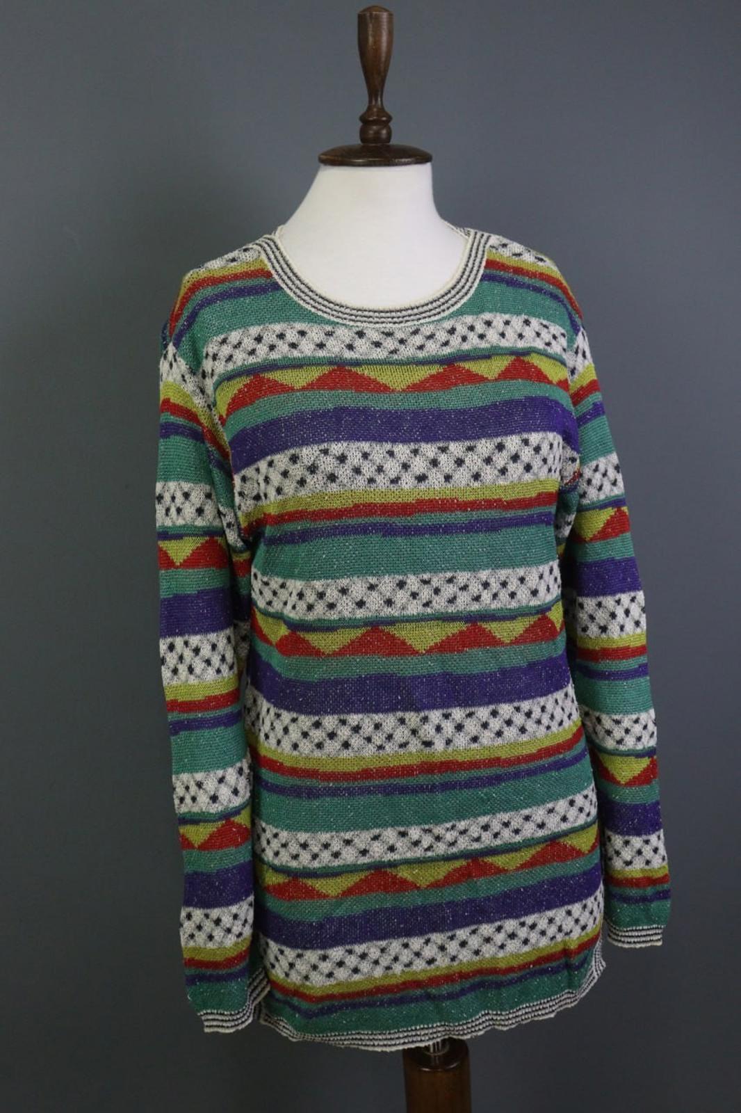 MISSONI SPORT Multi Striped Cotton Knitted Long Sleeve Pullover Sweater – Size 44