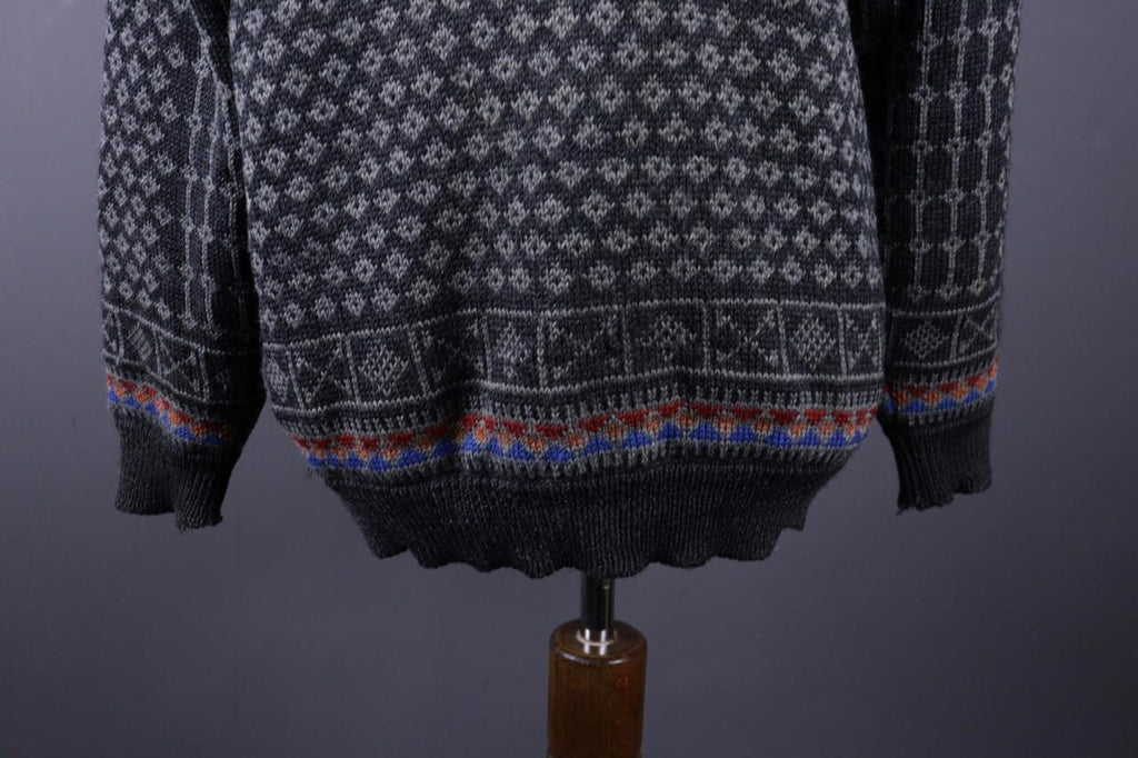 DALE OF NORWAY Sport Black Fair Isle Wool Knit Ski Sweater – Size XL