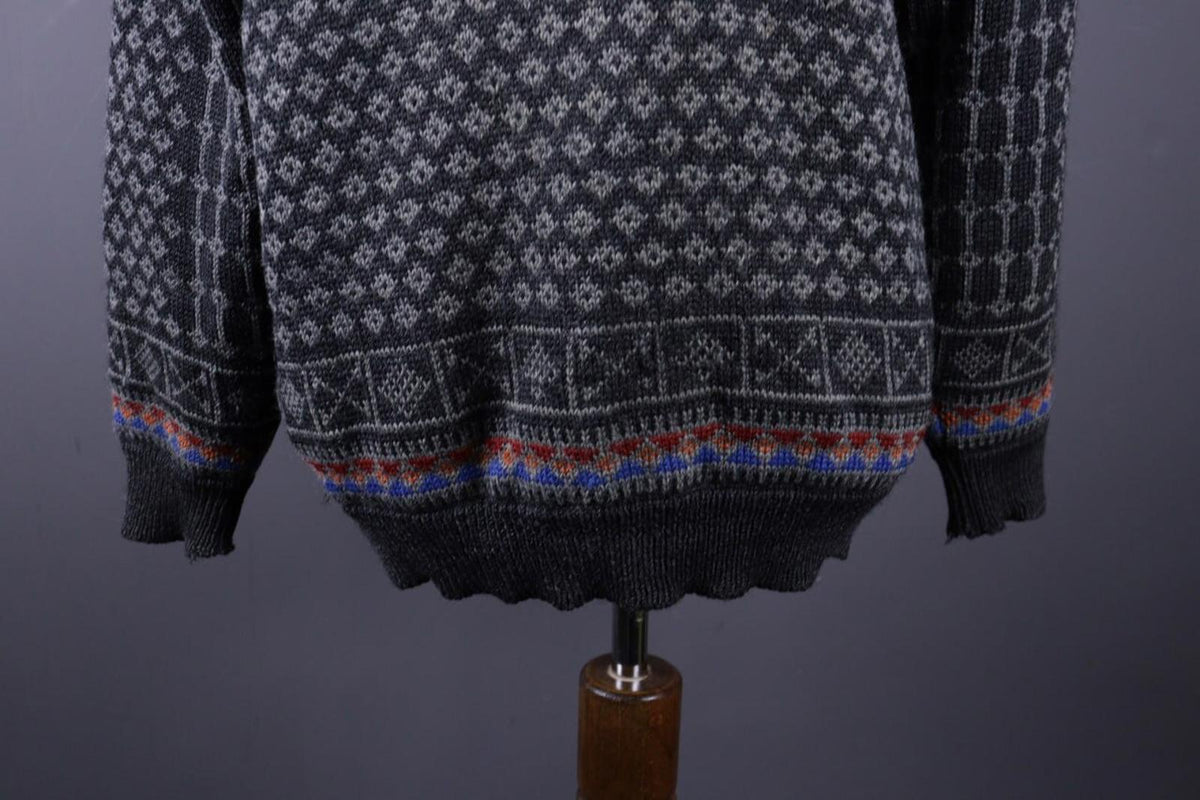 DALE OF NORWAY Sport Black Fair Isle Wool Knit Ski Sweater – Size XL