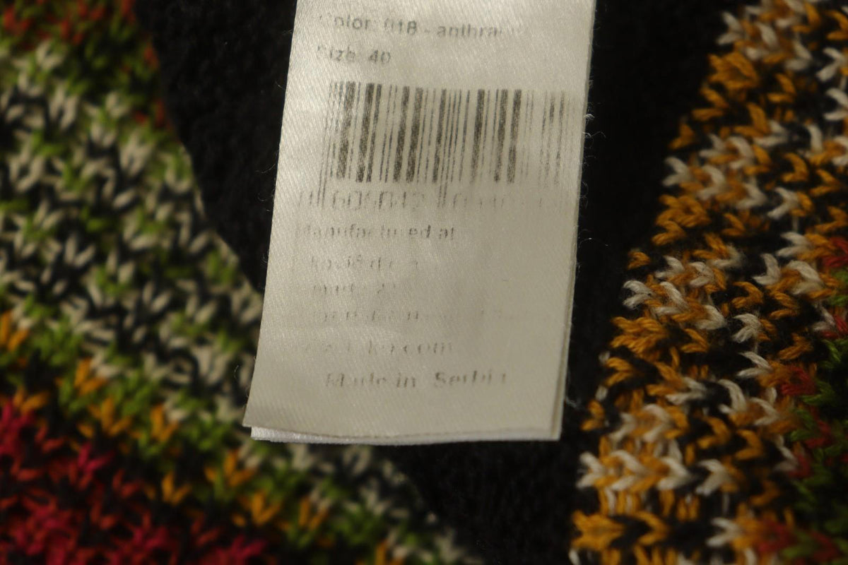 IVKO Black Viscose Open Knit Raglan Sleeve V-Neck Button Front Cardigan – Size 40