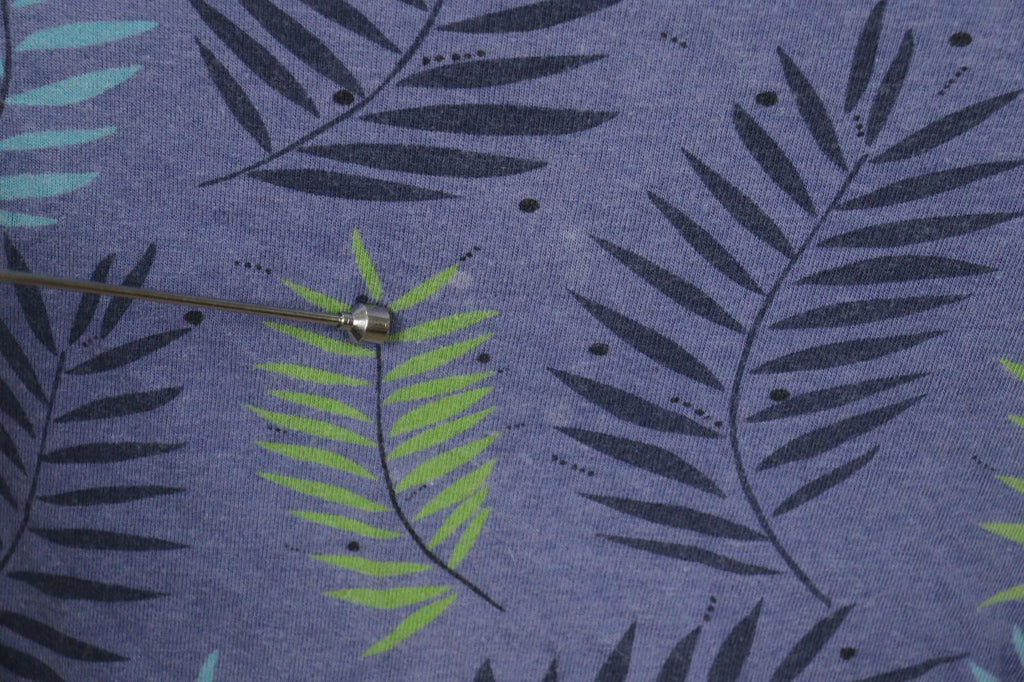 GUDRUN SJODEN Blue Palm Leaf Print Cotton 3/4 Sleeve Pullover Knit Top – Size M