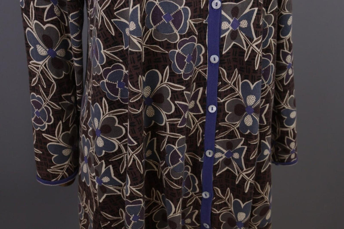 GUDRUN SJODEN Brown Floral Button Down Long Cardigan Sweater – Size M – Used