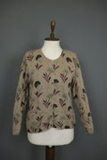 GUDRUN SJODEN Multicolor Floral 100% Cotton Button Front Cardigan Sweater – Size S