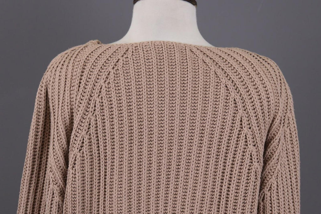 JIL SANDER Brown Knit Cropped Oversize Ballon Long Sleeve Sweater