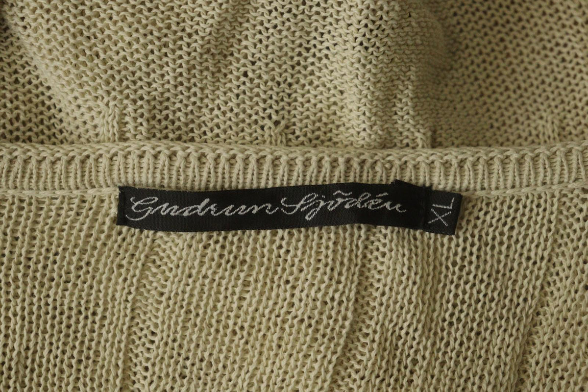 GUDRUN SJODEN Beige Knitted Long Sleeve Button Front Cardigan Sweater – Size XL
