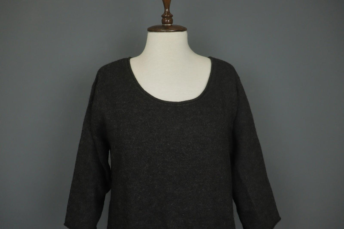 GUDRUN SJODEN Black 100%Wool Knitted Round Neck Long Sleeve Sweater Dress – Size L