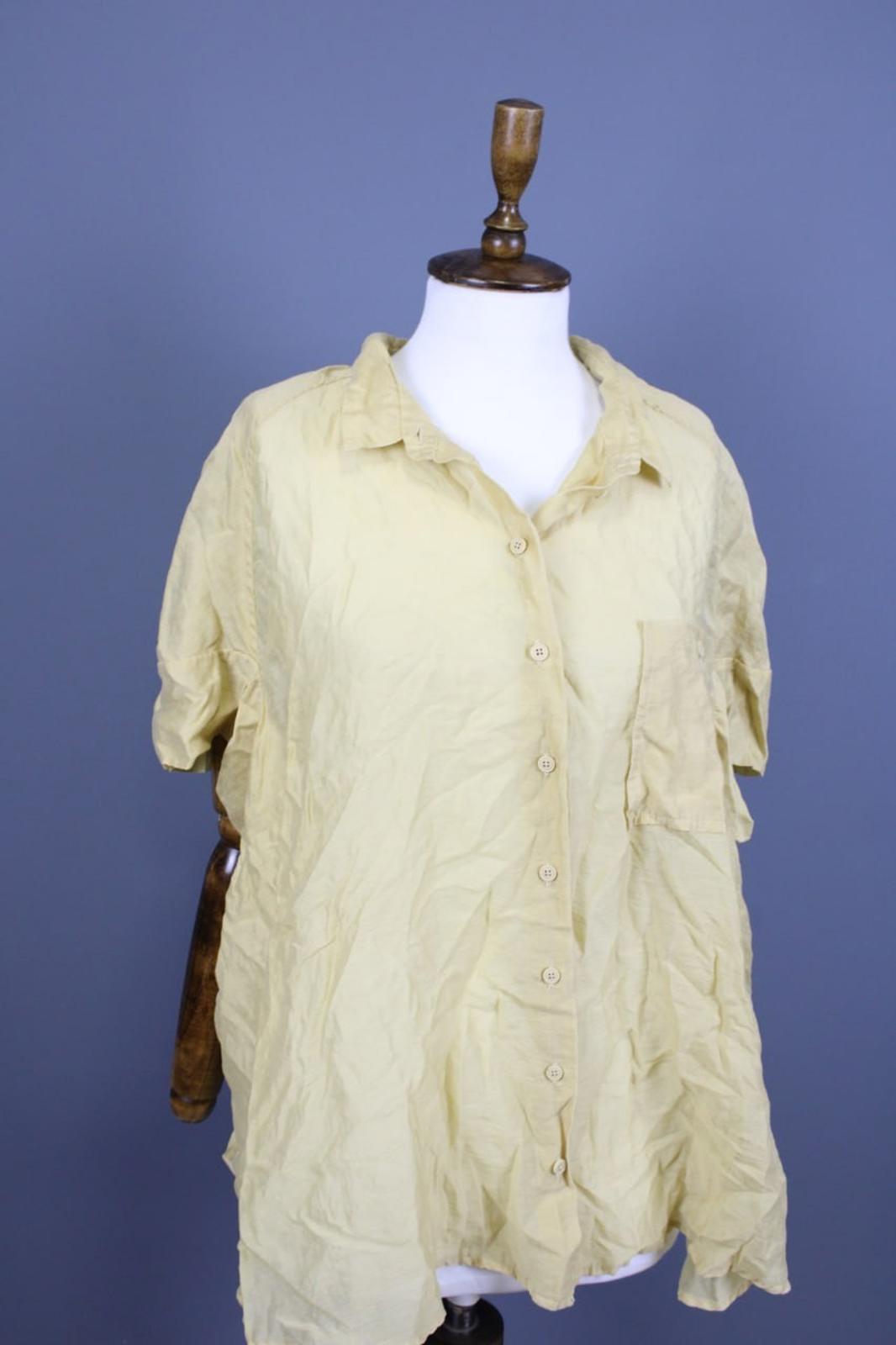 RUNDHOLZ Beige Classic Fit Collared Long Sleeve Button Front Shirt Top – Size L