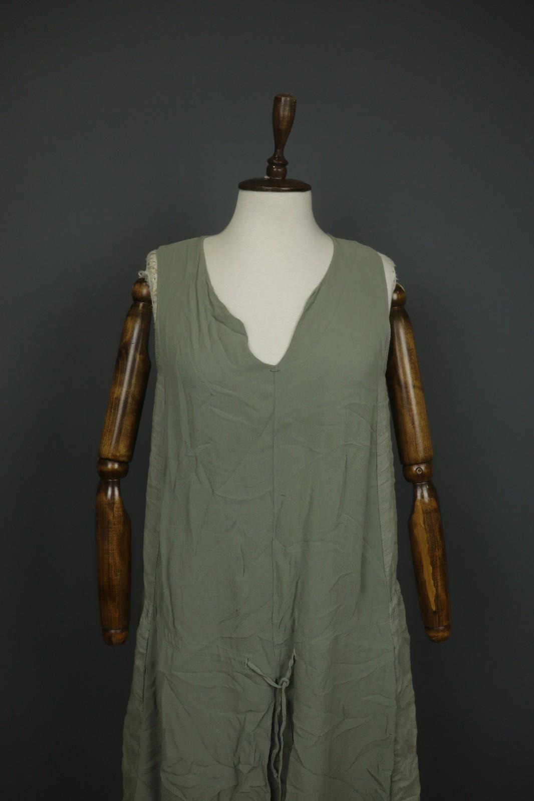 TRANSIT PAR-SUCH Green Sleeveless Split V-Neck Tie Waist Sheath Dress – Size 2