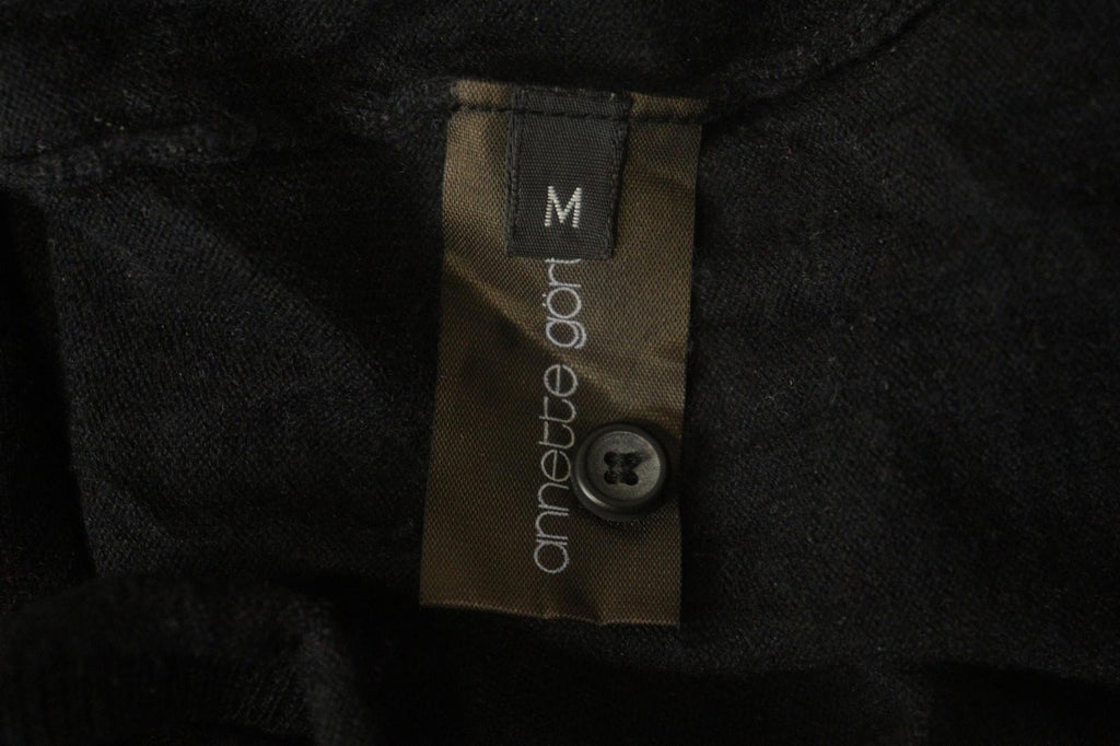 ANNETTE GOERTZ Kami Black Silk Blend Knit Button Front Cardigan Sweater – Size M