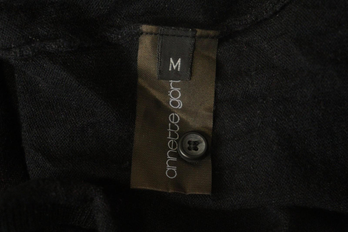 ANNETTE GOERTZ Kami Black Silk Blend Knit Button Front Cardigan Sweater – Size M