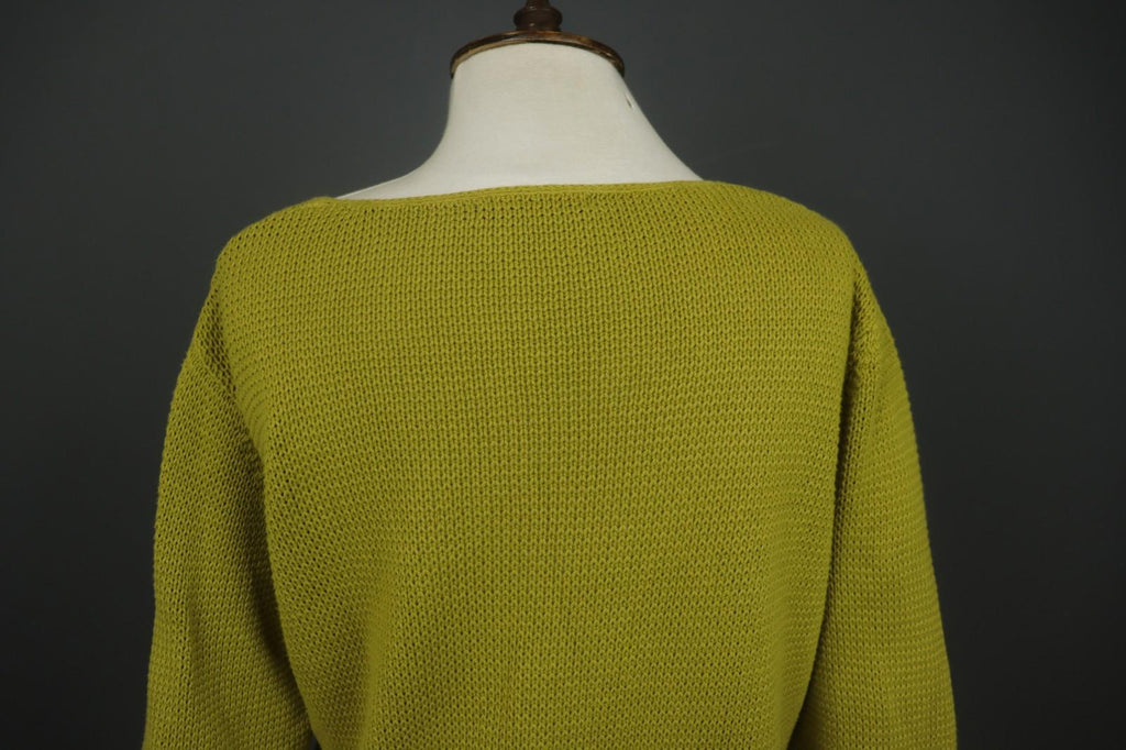 GUDRUN SJODEN Green Knitted Long Sleeve Round Neck Button Front Sweater – Size L