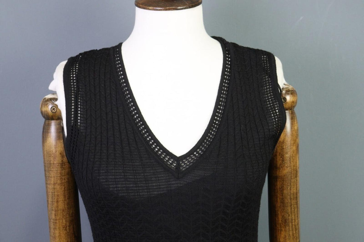 MISSONI Black Long Sleeve V-Neck A-Line Bodycon Dress – Size 44