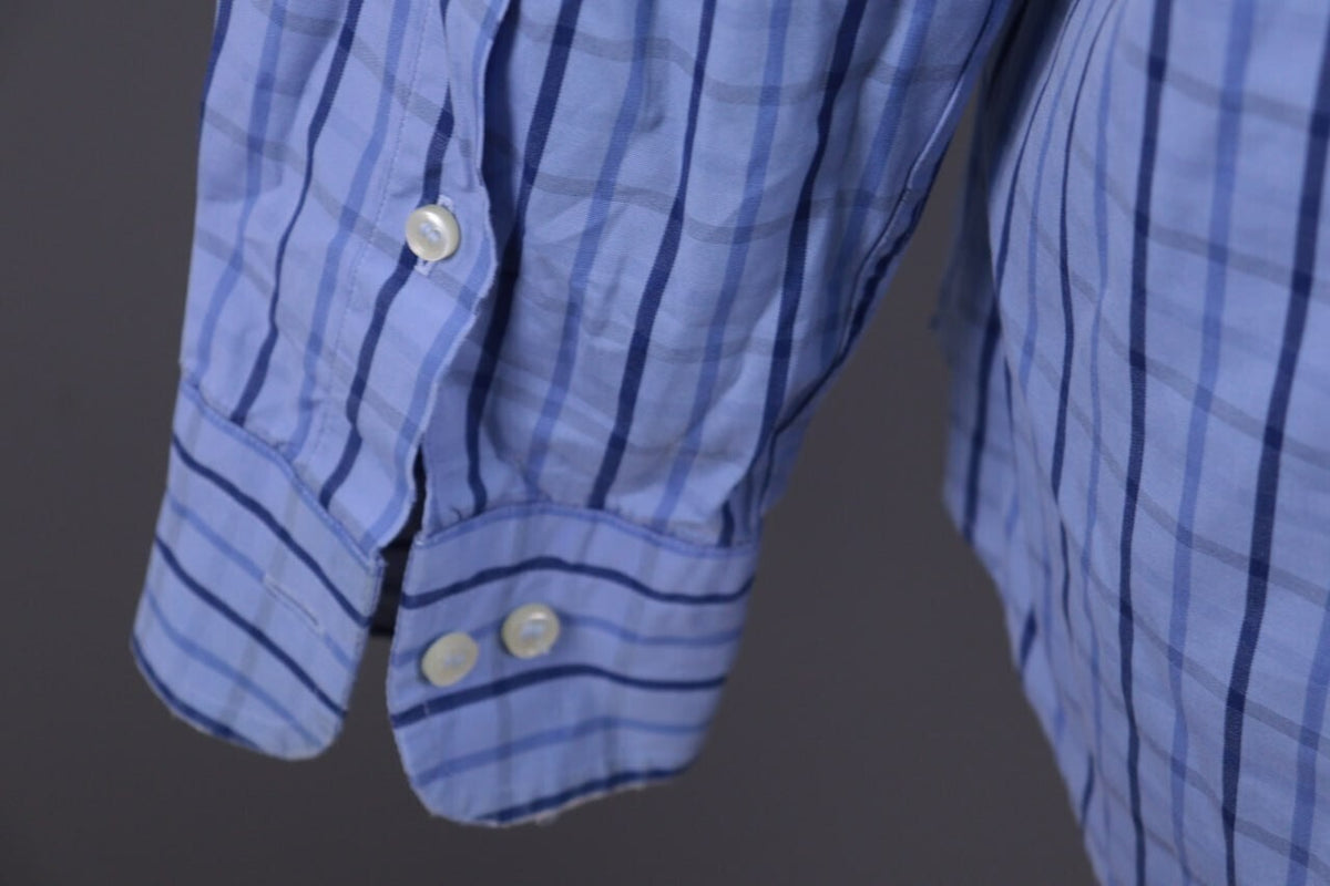 Burberry London Blue Check Long Sleeve Button Down Shirt – Size L