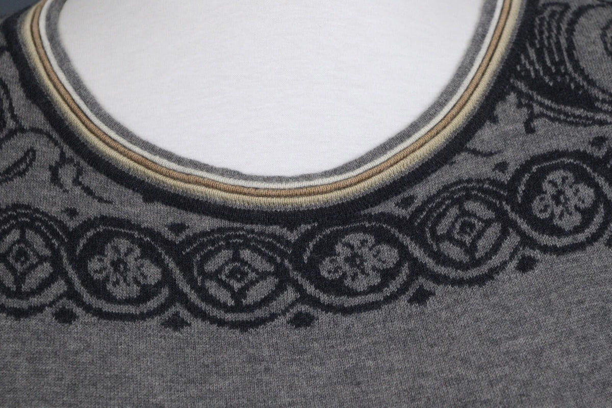 IVKO Black Gray 100% Wool Crew Neck Long Sleeve Fit & Flare Dress – Size 42
