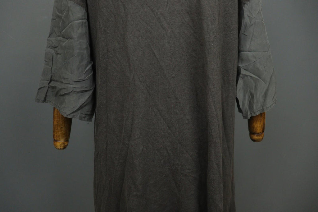 GUDRUN SJODEN Gray Linen Blend Round Neck Asymmetrical Hem Sweater Dress – Size XL
