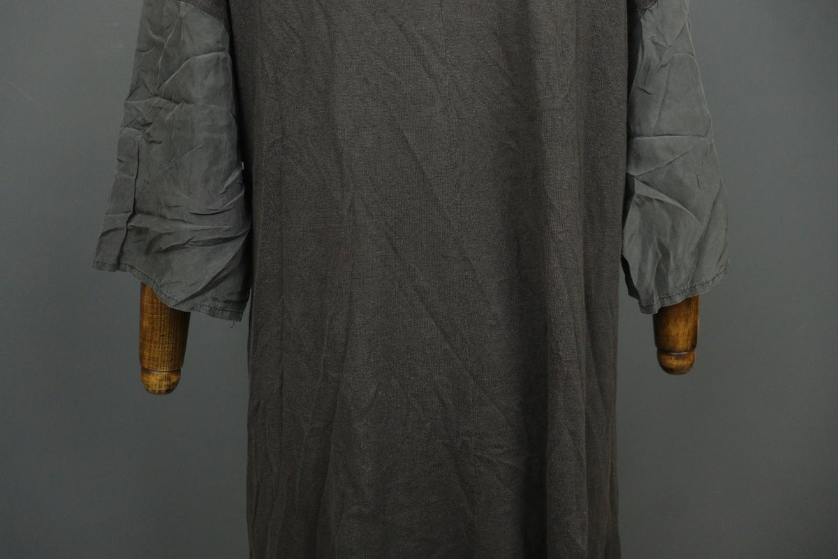 GUDRUN SJODEN Gray Linen Blend Round Neck Asymmetrical Hem Sweater Dress – Size XL