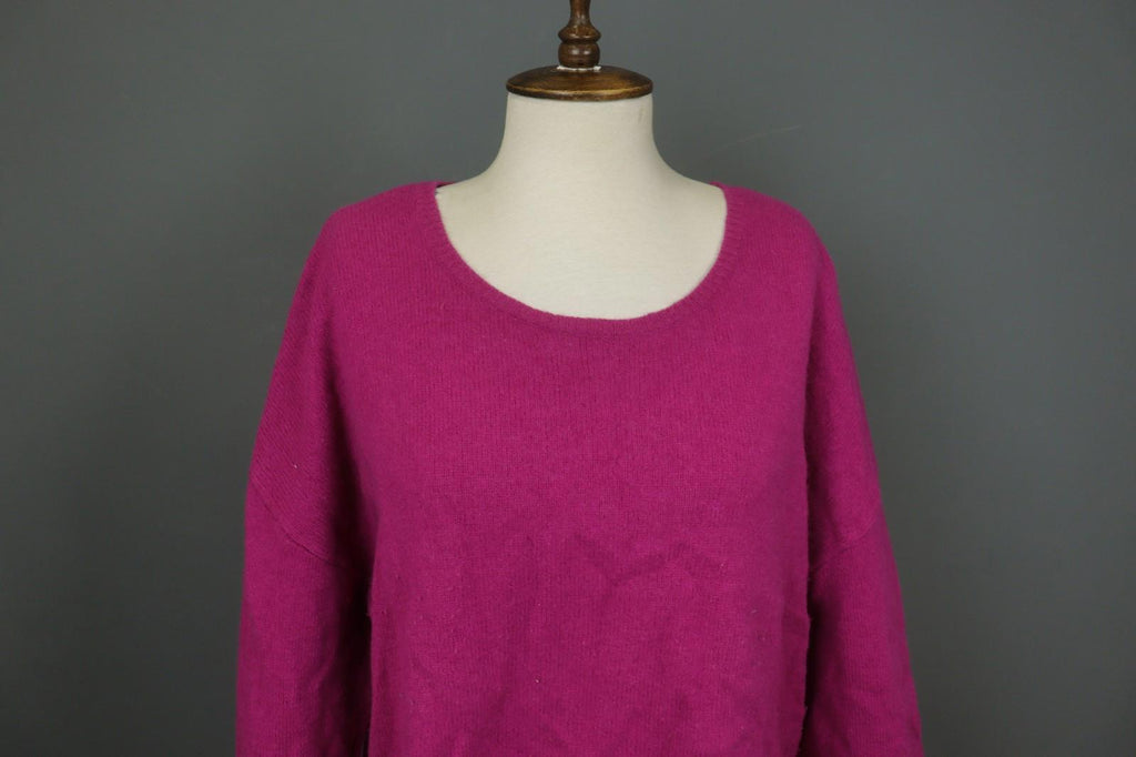 GUDRUN SJODEN Pink Linen Knitted Long Sleeve Round Neck Pullover Sweater – Size XL