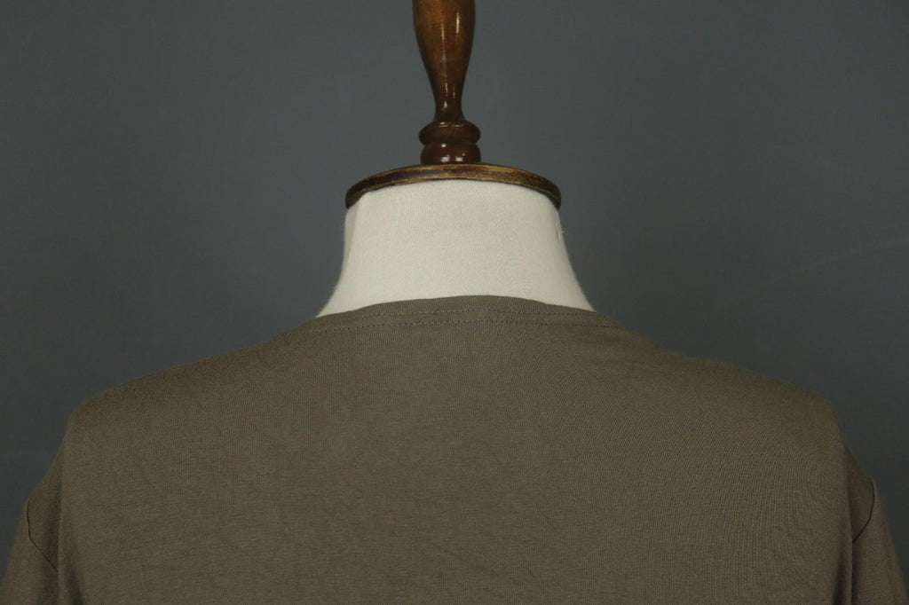 OSKA Brown Knit Classic Long Sleeve Round Neck Pullover Knee Length Shift Dress