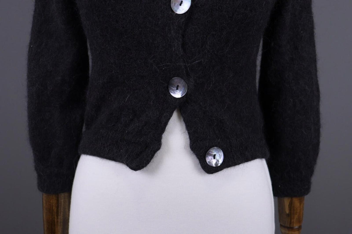 GUDRUN SJODEN Gray Alpaca Wool Knit Cropped Cardigan Sweater – Size S