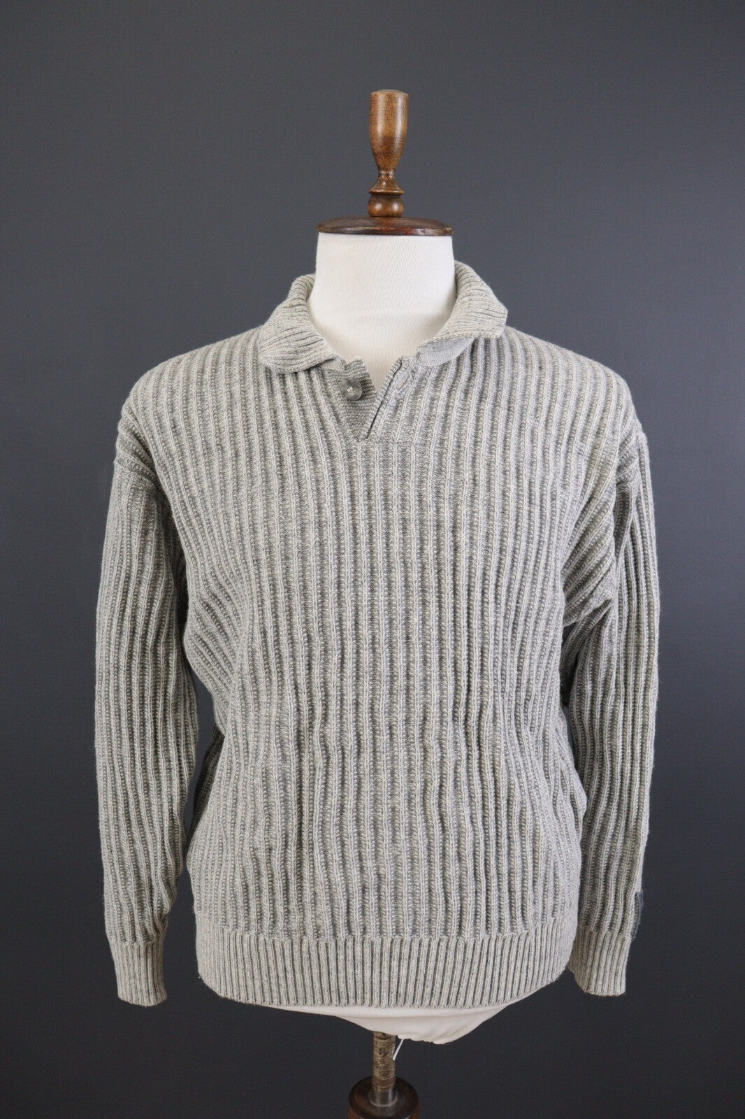 Carlo Colucci Limited Japan Gray Polo Neck Ribbed Sweater – Size L US 42 EU 52