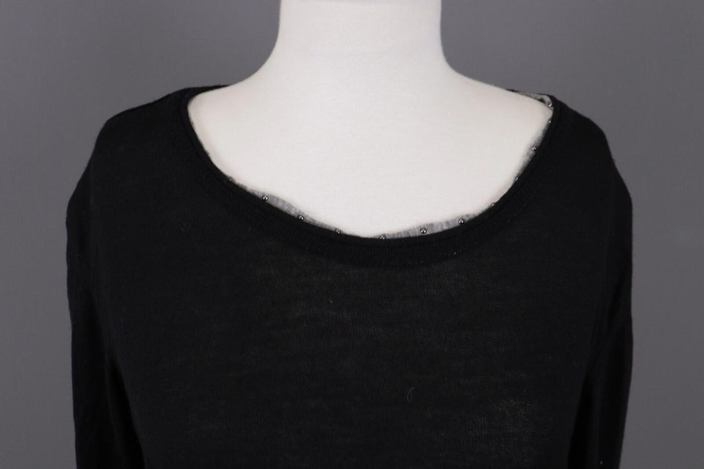 VERSACE COLLECTION Black Merino Wool Knit Long Sleeve Top Tunic Shirt – Size M