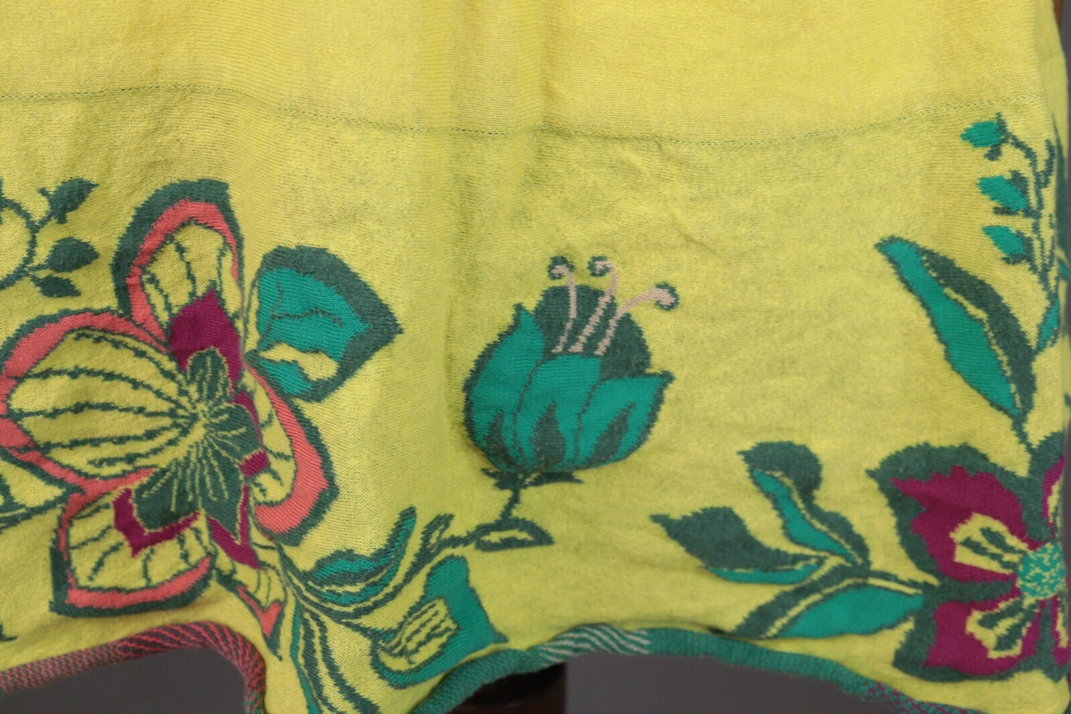 Ivko Handwritten Emotions Metal Fine Knit Yellow Floral A-Line Dress – Size 36 / S