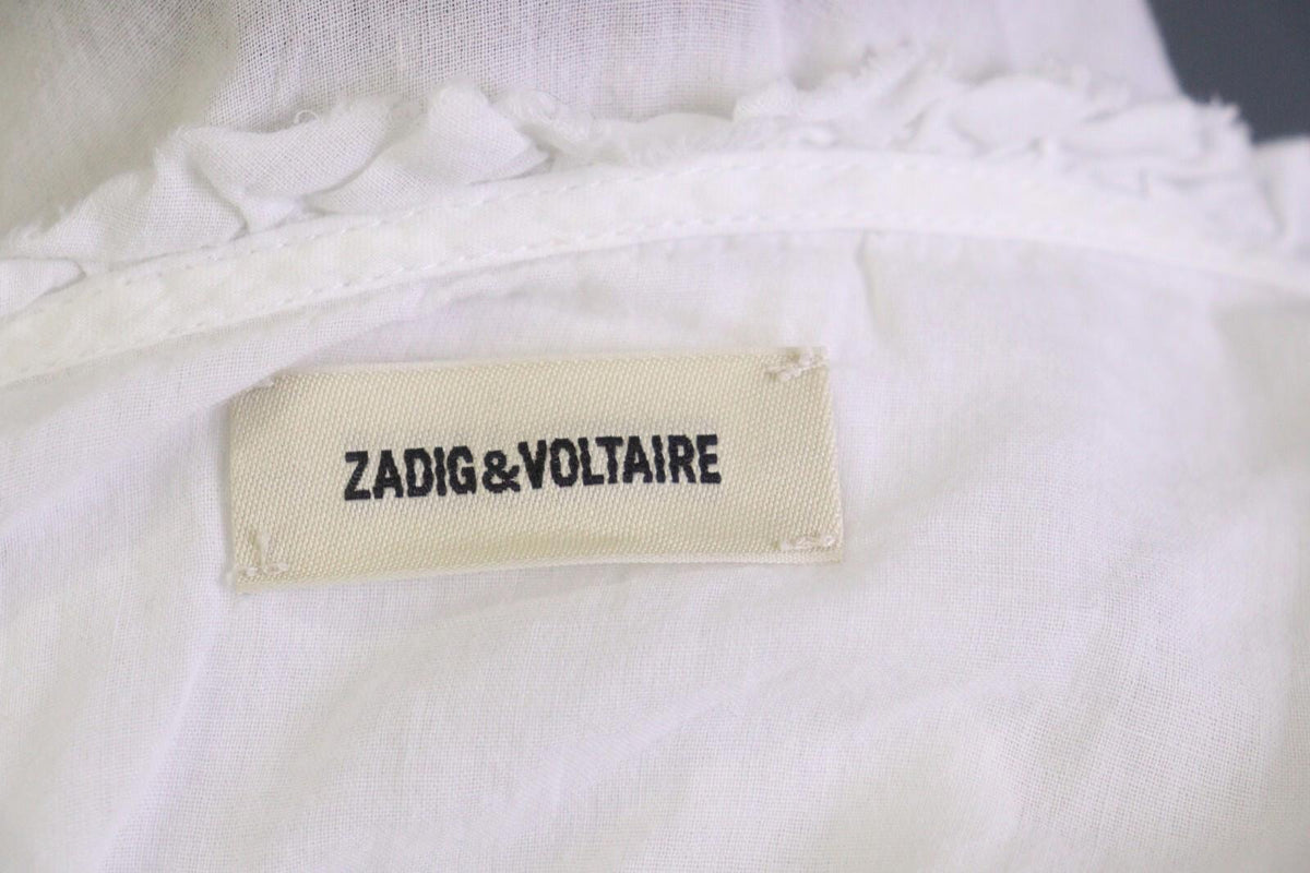 ZADIG & VOLTAIRE White Long Sleeve Button Down Lace Top Blouse Shirt – Size 16-M