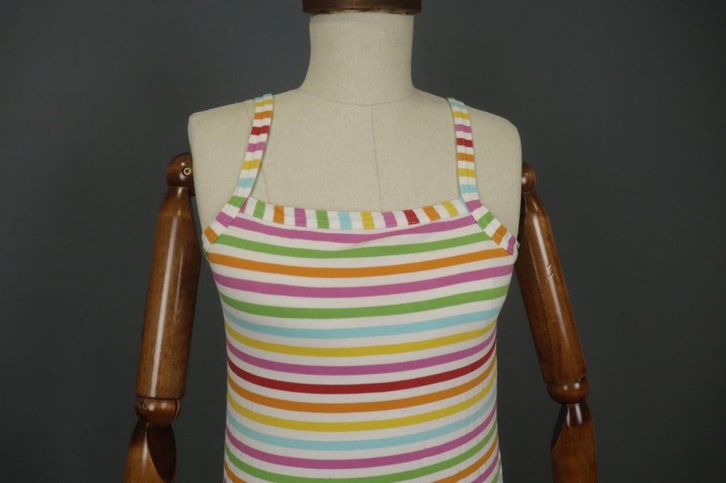 GUDRUN SJODEN Multi Striped Wide Strap Square Neck Pullover Tank Dress – Size S