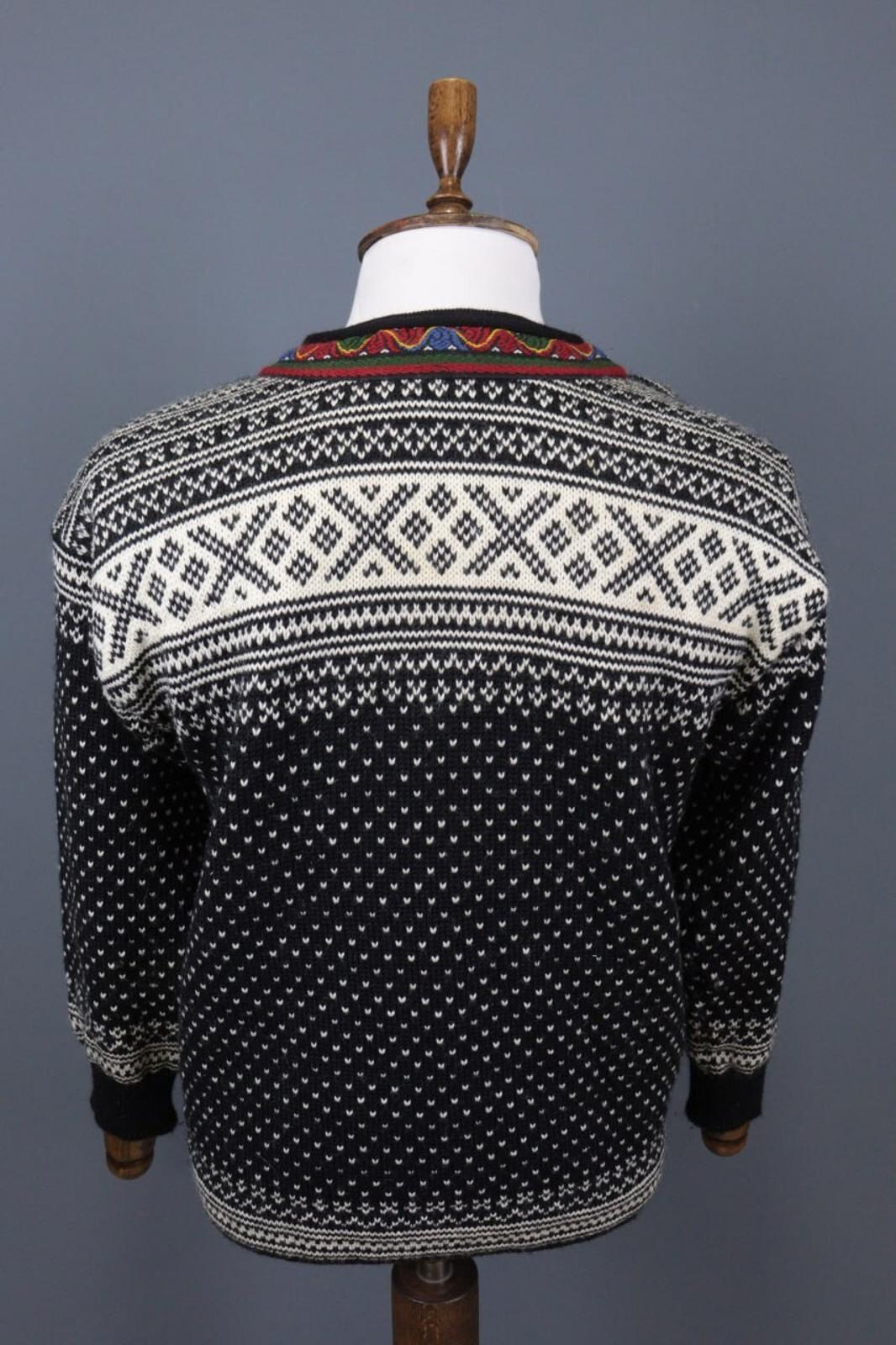 DALE OF NORWAY Black Fair Isle Wool Ski Sweater – Size S