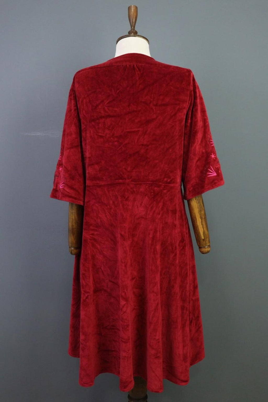 GUDRUN SJODEN Burgundy Kimono Sleeve Knit Wrape Cape Cardigan Sweater – Size S