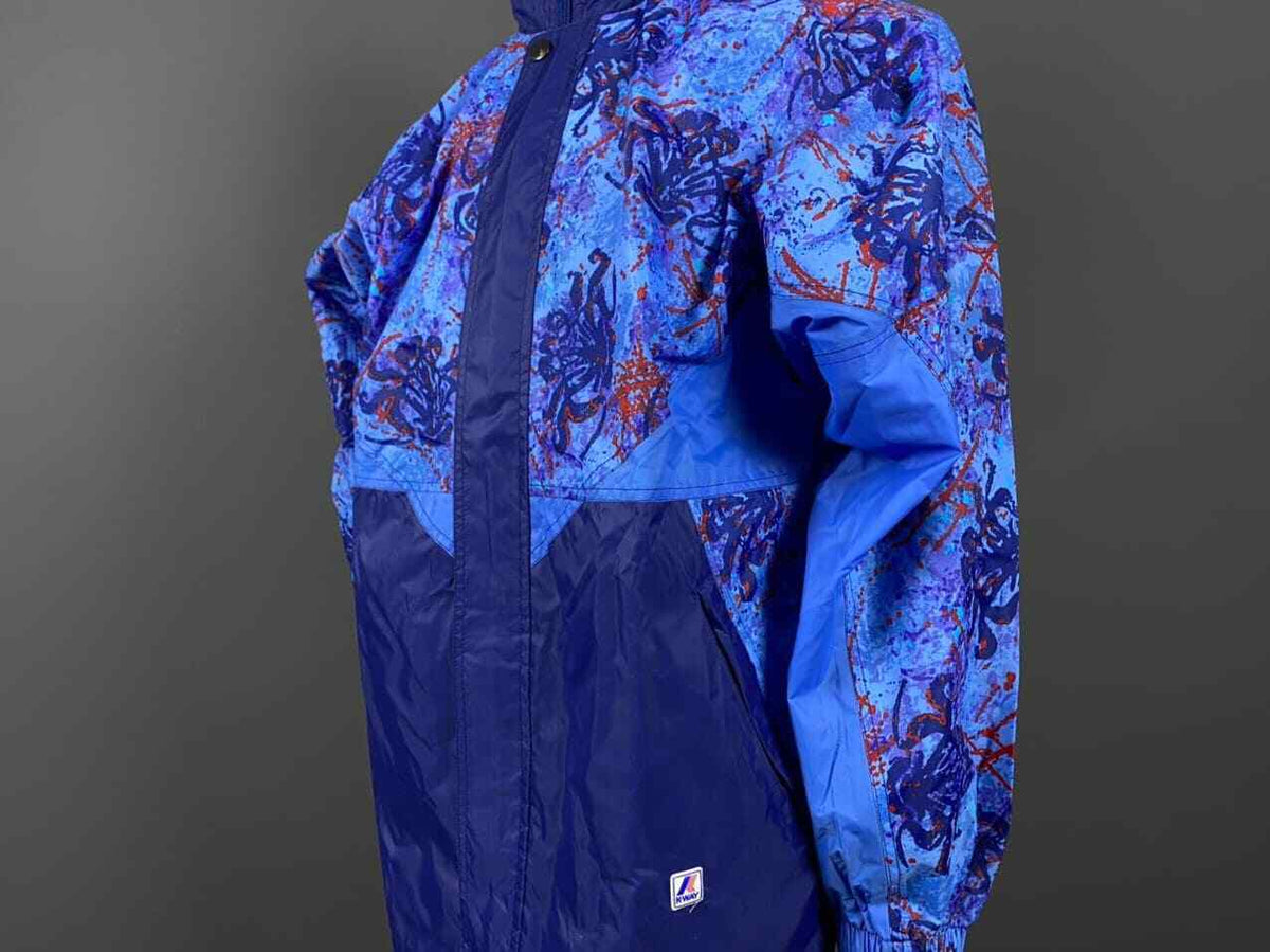 K.WAY PLUS Blue Zip Up Waterproof Windproof Nylon Rainjacket – Men's M
