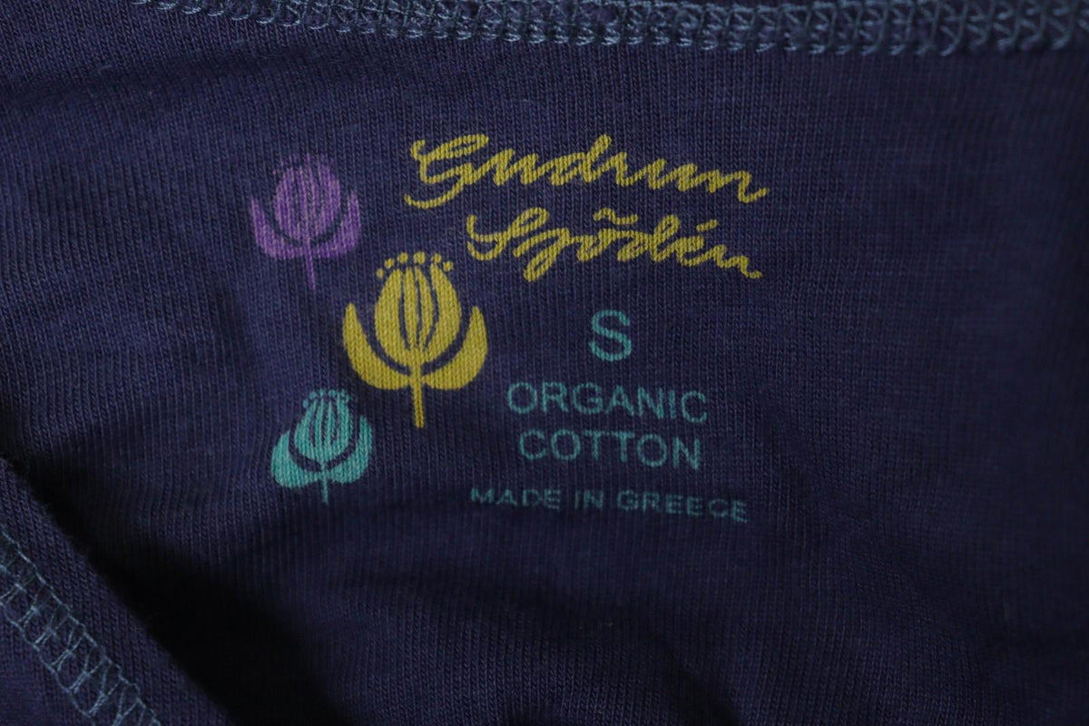 GUDRUN SJODEN Purple Organic Cotton Knit Crew Neck Button Front Cardigan – Size S