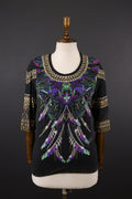 JUST CAVALLI Floral Paisley 3/4 Sleeve Top Shirt – Size S