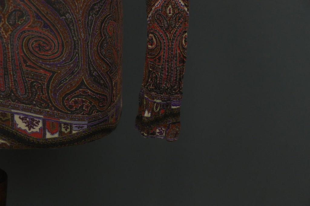 ETRO Milano Multicolor Paisley Classic Long Sleeve V-Neck Mini Dress – Size 42